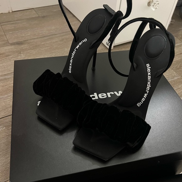 Alexander Wang Julie Scrunchie Strap Velvet Sandal - Picture 2 of 11